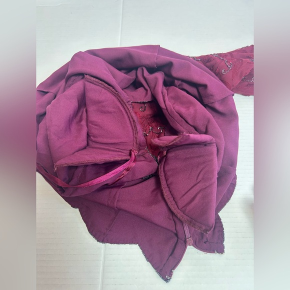 Adrianna Papéll Burgundy set with Beaded Top Sz 10 Preowned - Picture 8 of 16